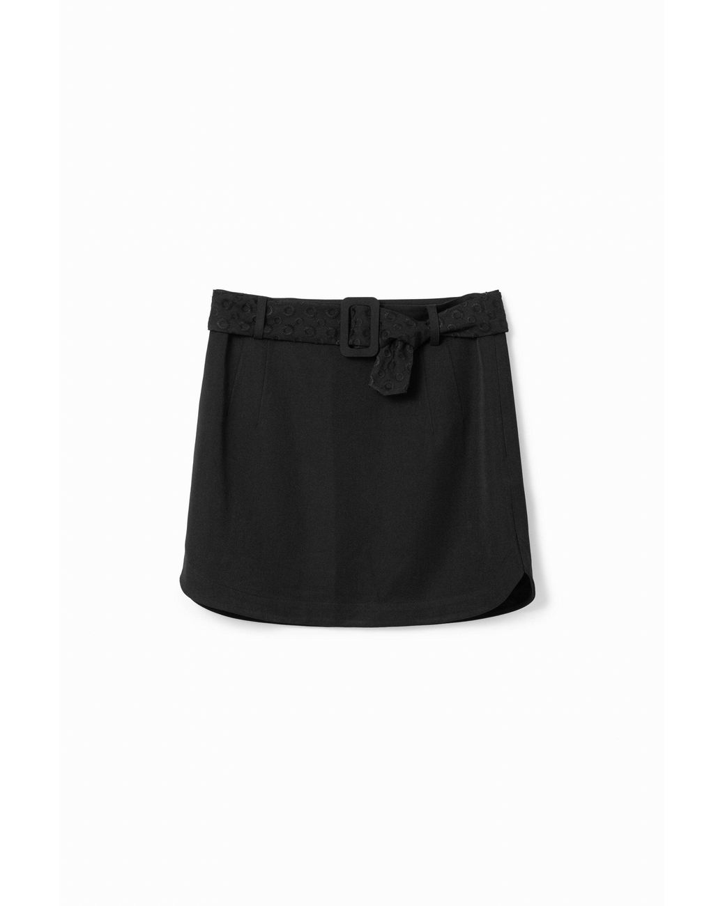 Desigual Black Embroidered Belt Mini Skirt