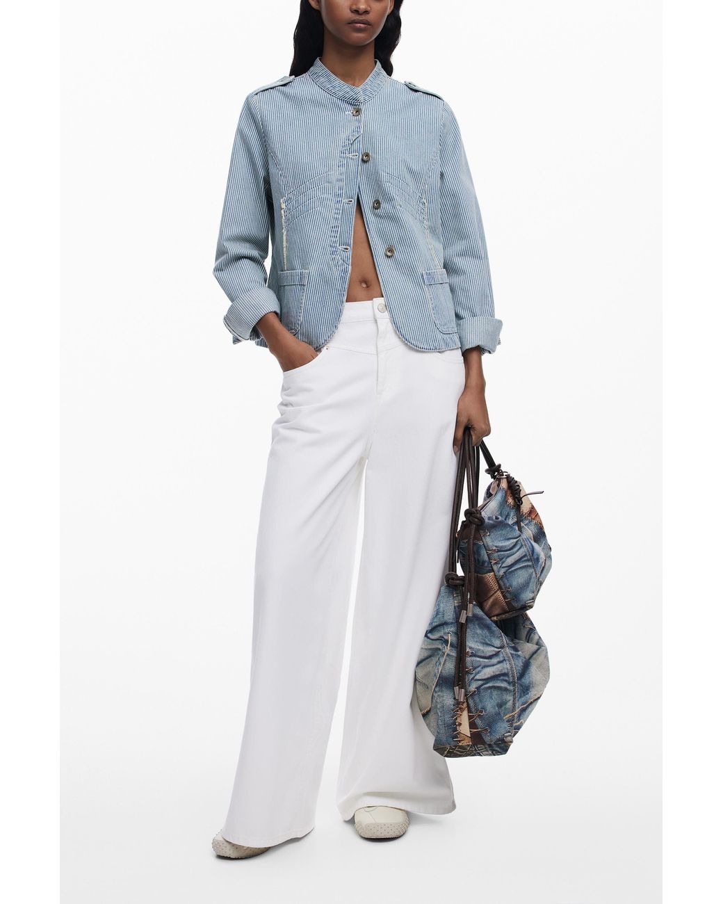 Desigual Blue Striped Trucker Jacket