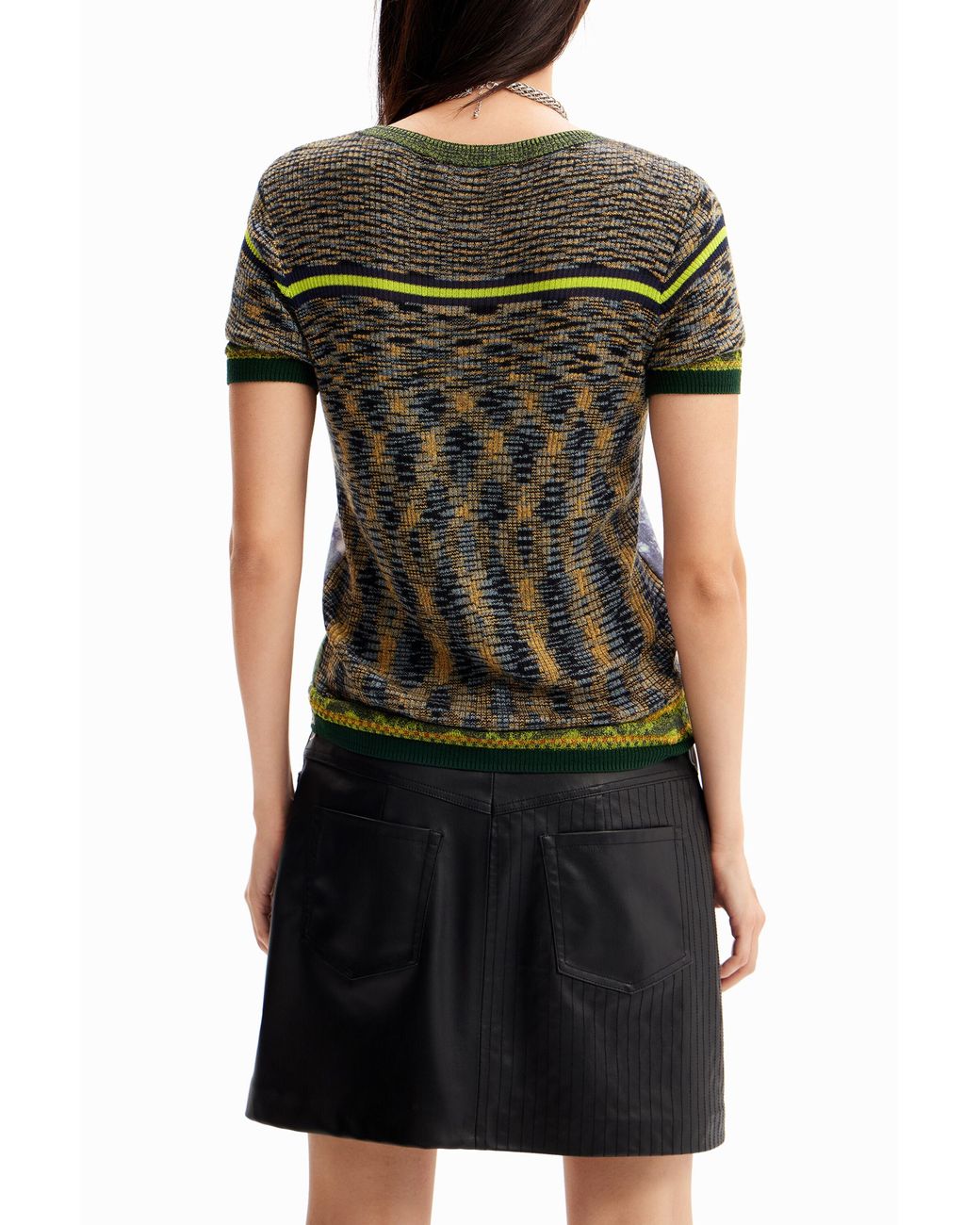 Desigual Black Knit Landscape T-Shirt