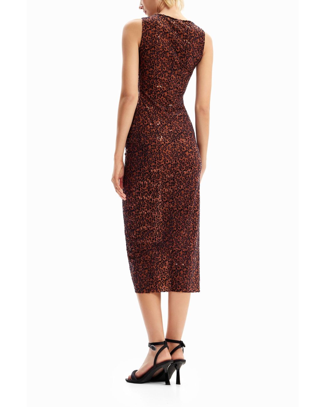 Desigual Brown Devoré Sequin Dress