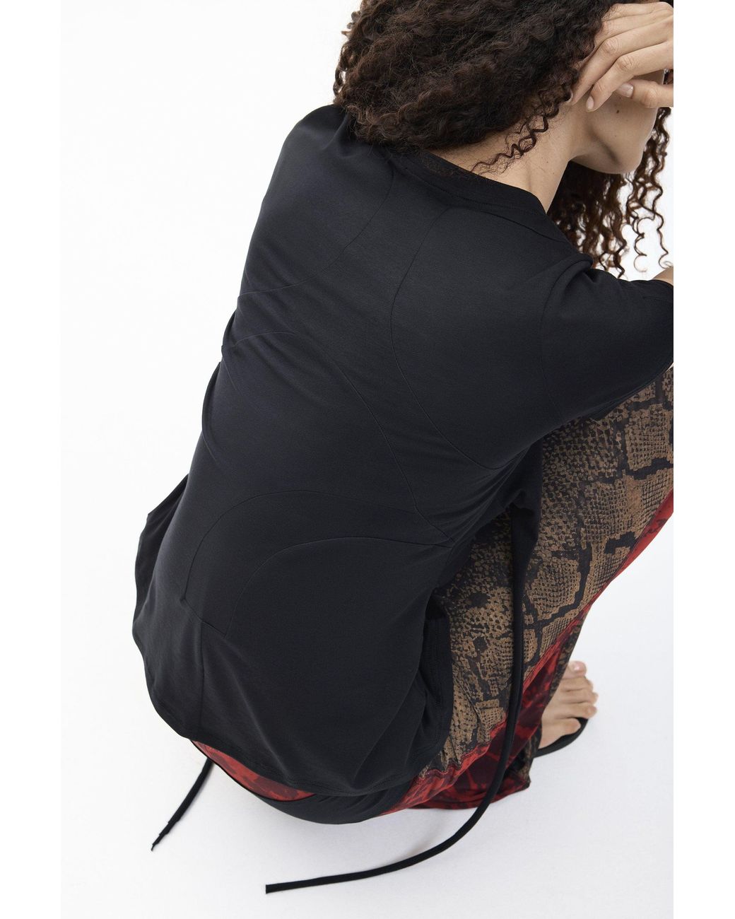 Desigual Black Ottolinger Tulle T-Shirt, Cotton