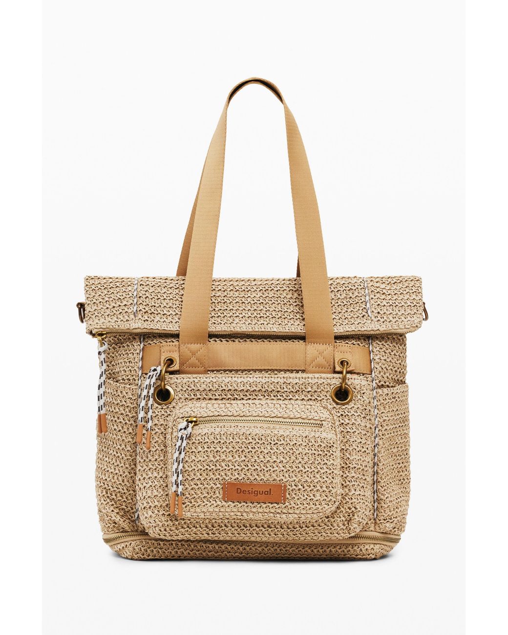 Desigual Natural Large Modular Raffia Backpack