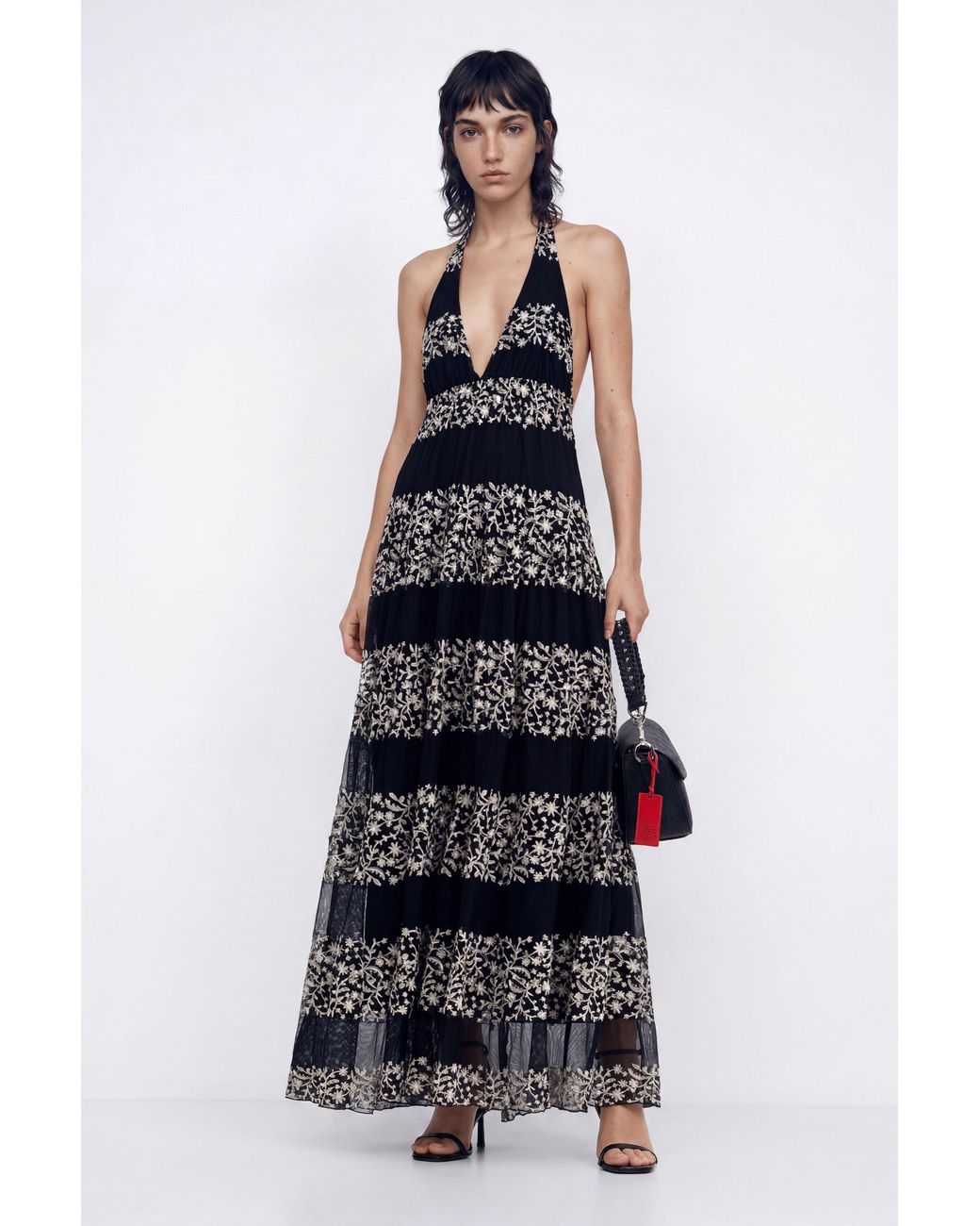 Desigual Black Embroidered Maxi Dress, Polyester