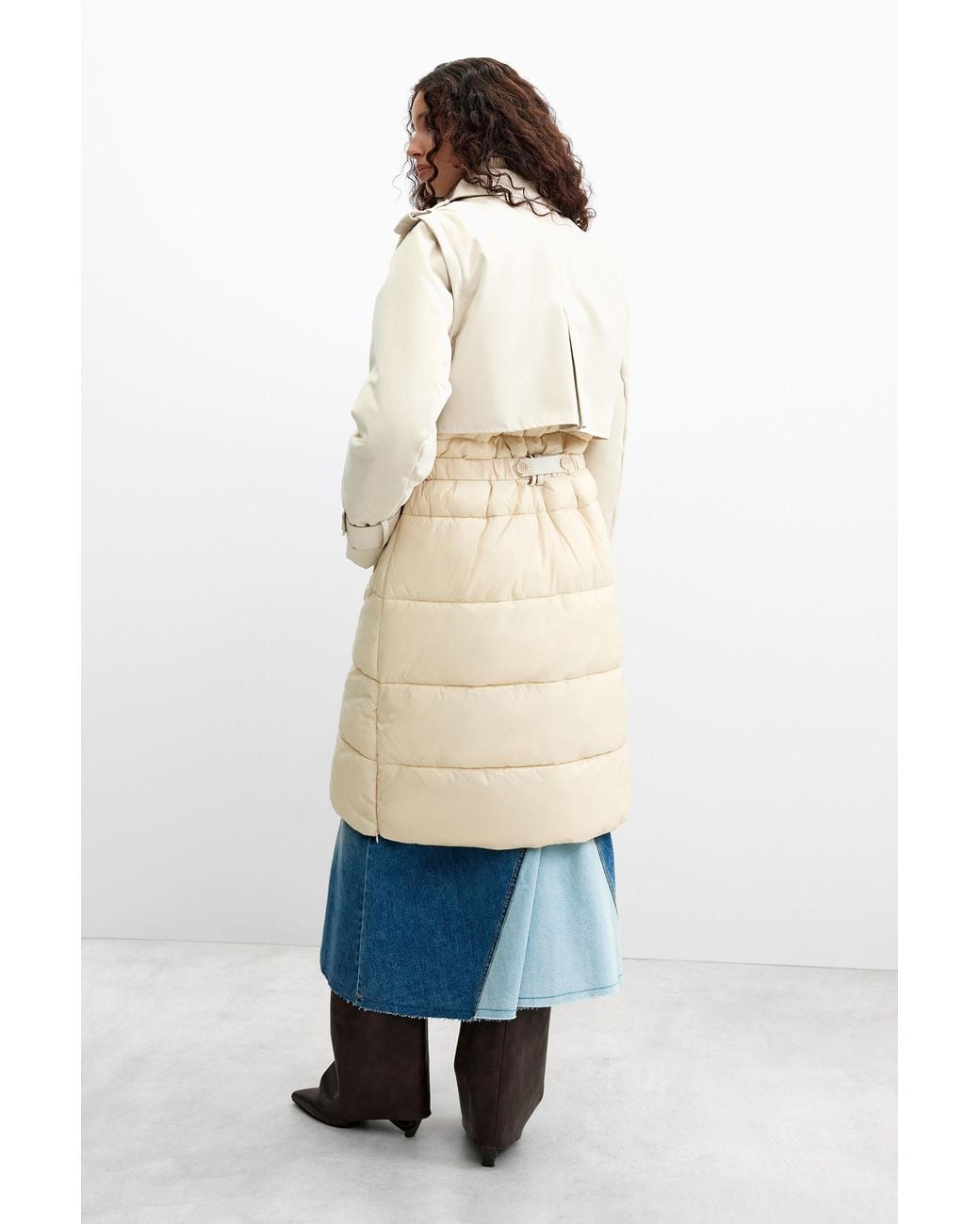 Desigual Blue Long Padded Coat