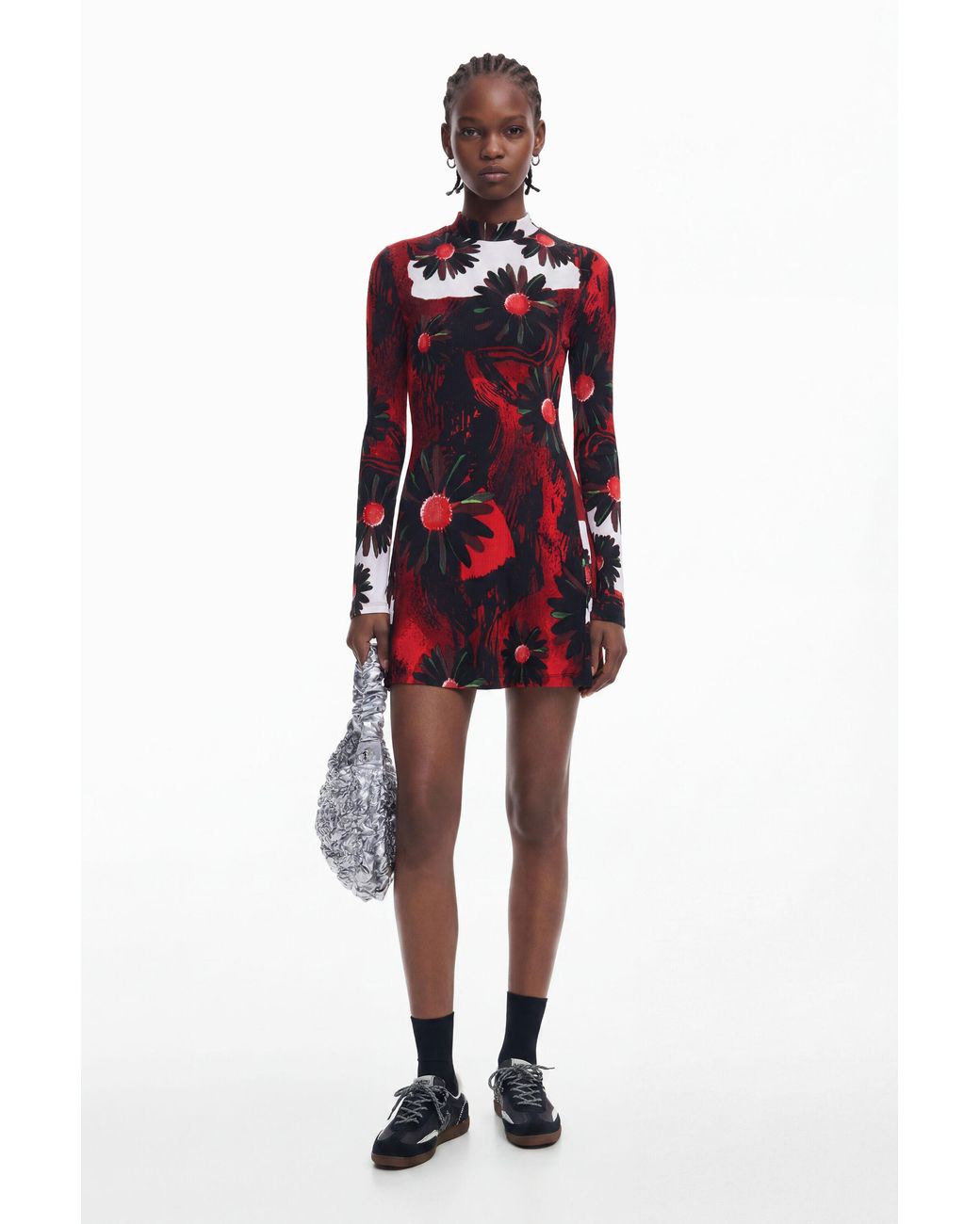 Desigual Red Mini Dress With M. Christian Lacroix Print, Viscose