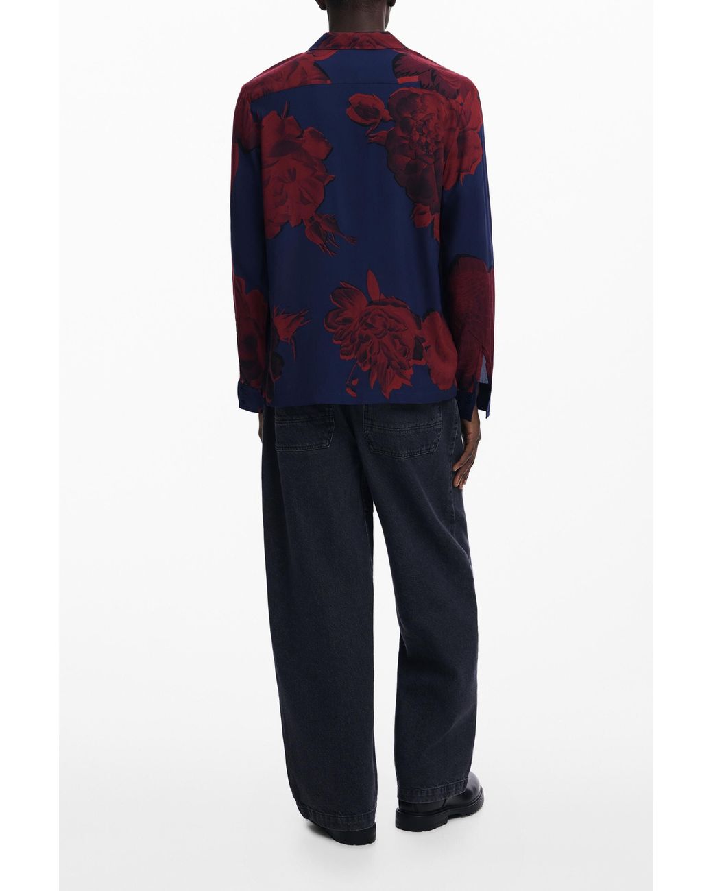 Desigual Blue Dark Floral Shirt, Viscose for men