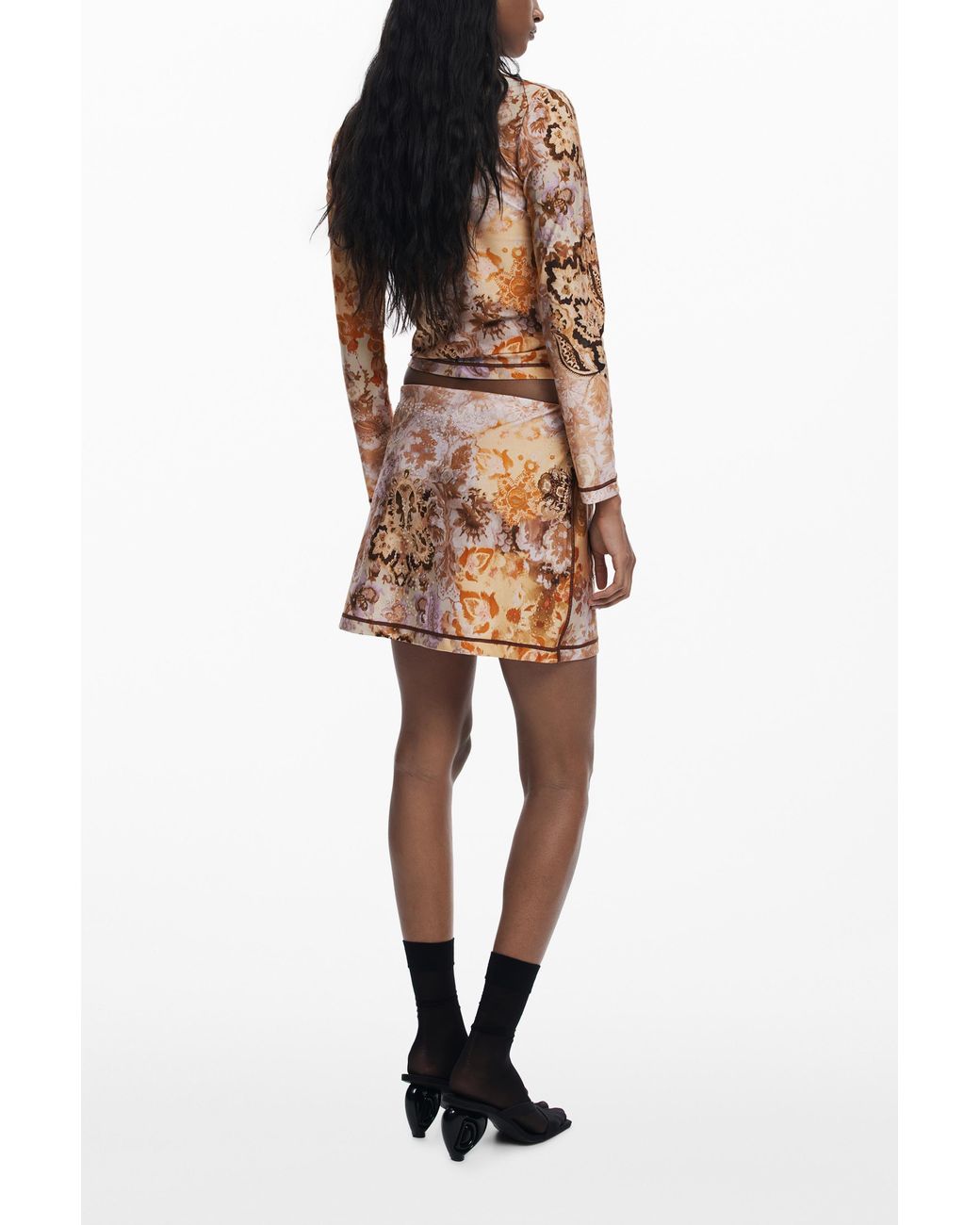 Desigual Orange Romantic Mini Skirt