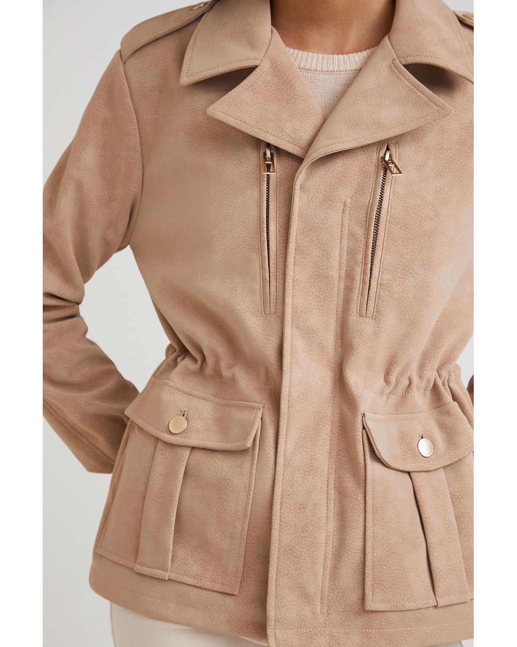 Desigual Natural Straight Multi-Pocket Jacket, Polyurethane