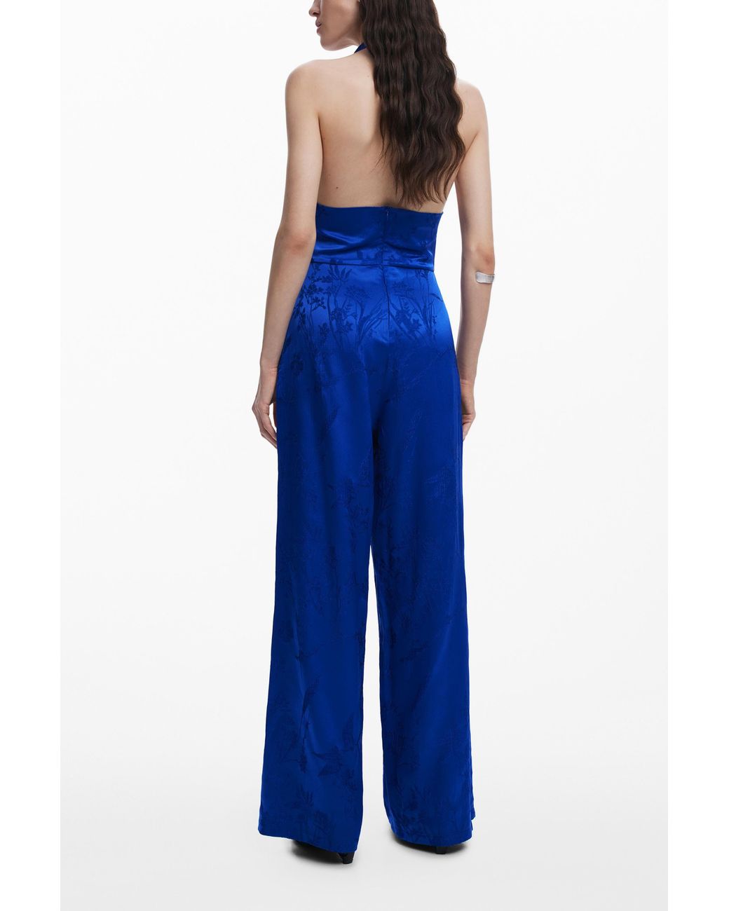 Desigual Blue Asymmetric Wide Leg Fluid Jumpsuit