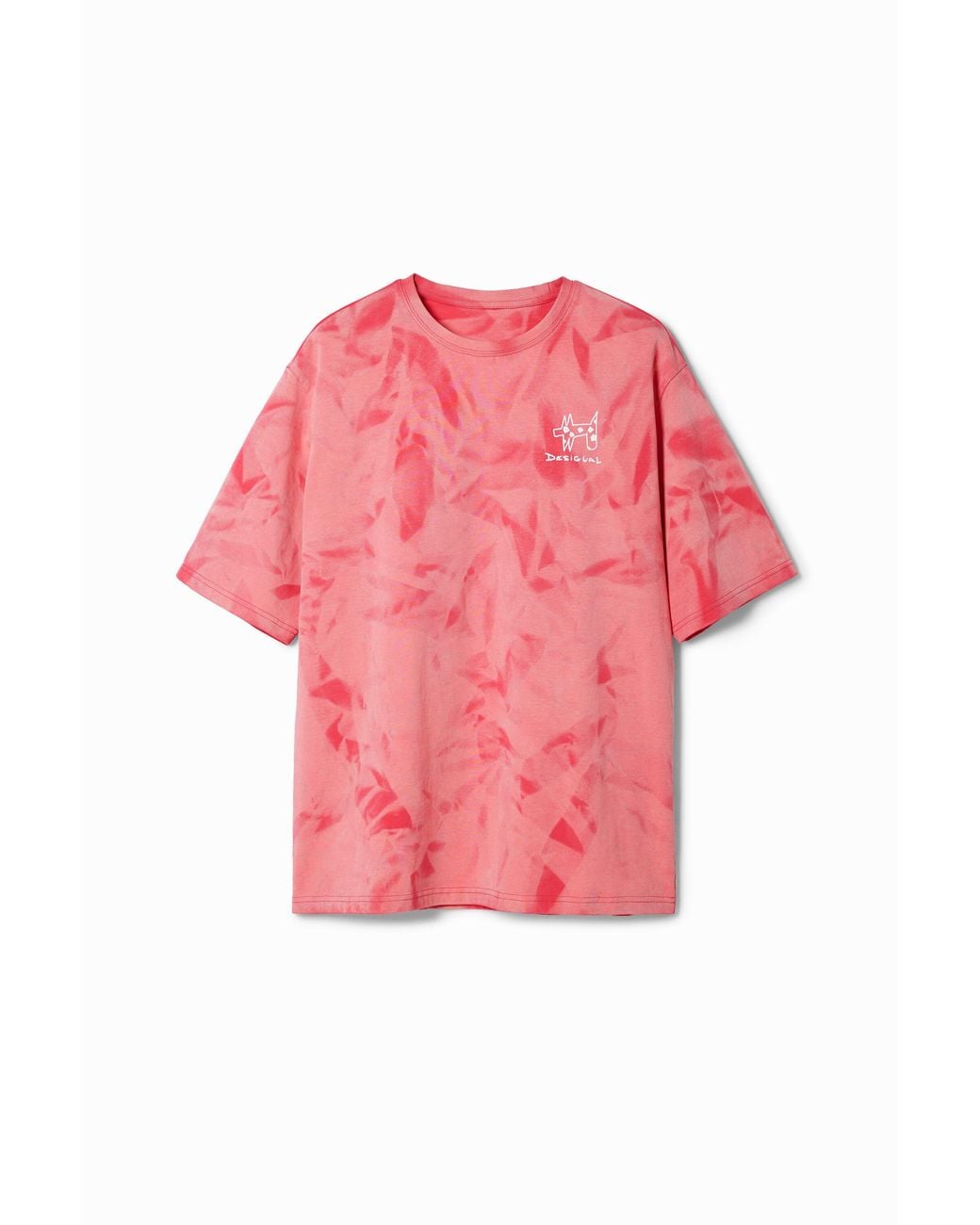 Desigual Pink Printed T-Shirt With Gradient Effect, Cotton for men