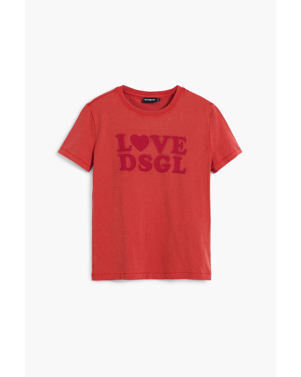 Desigual Red Plain Text T-Shirt, Cotton