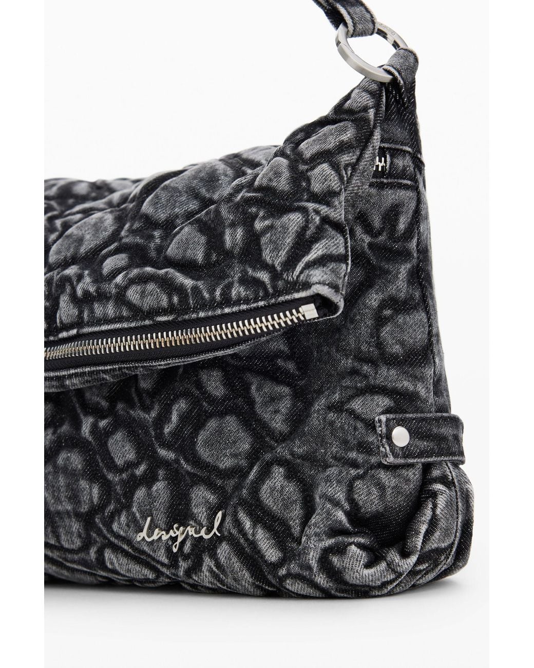 Desigual Black Medium Embroidered Bag, Cotton