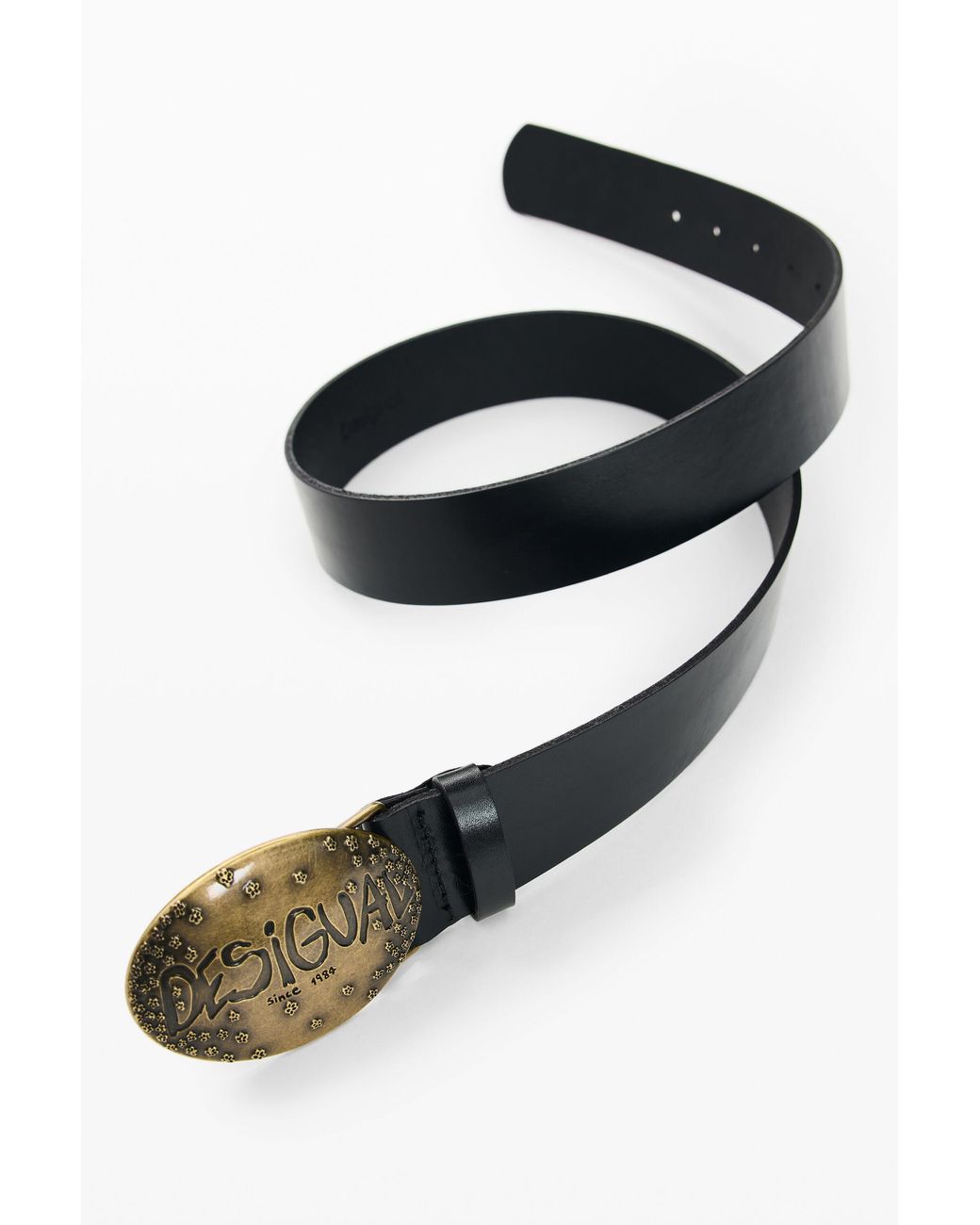 Desigual White Leather Belt Logo Buckle, Cow Leather