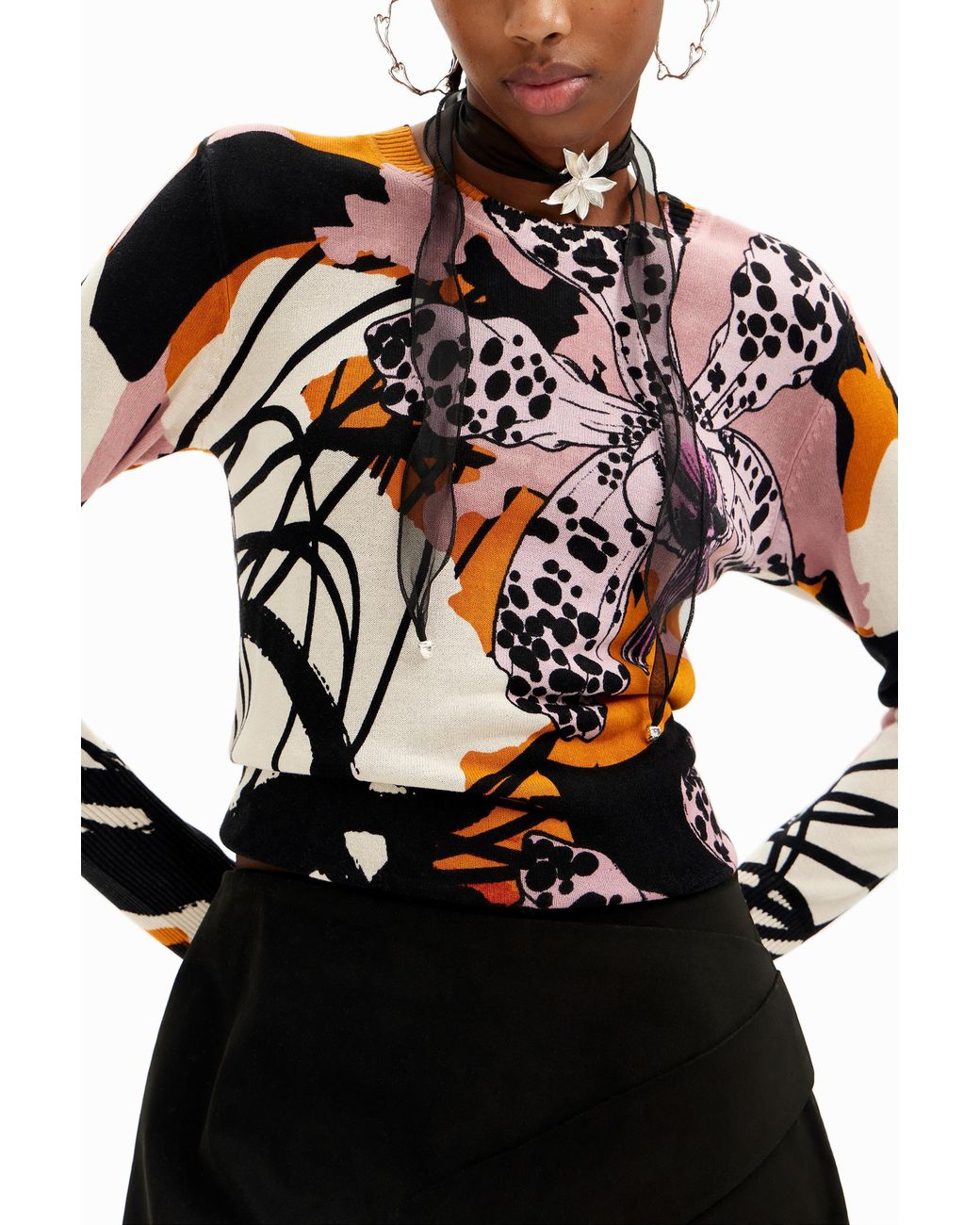 Desigual White M. Christian Lacroix Orchid Pullover