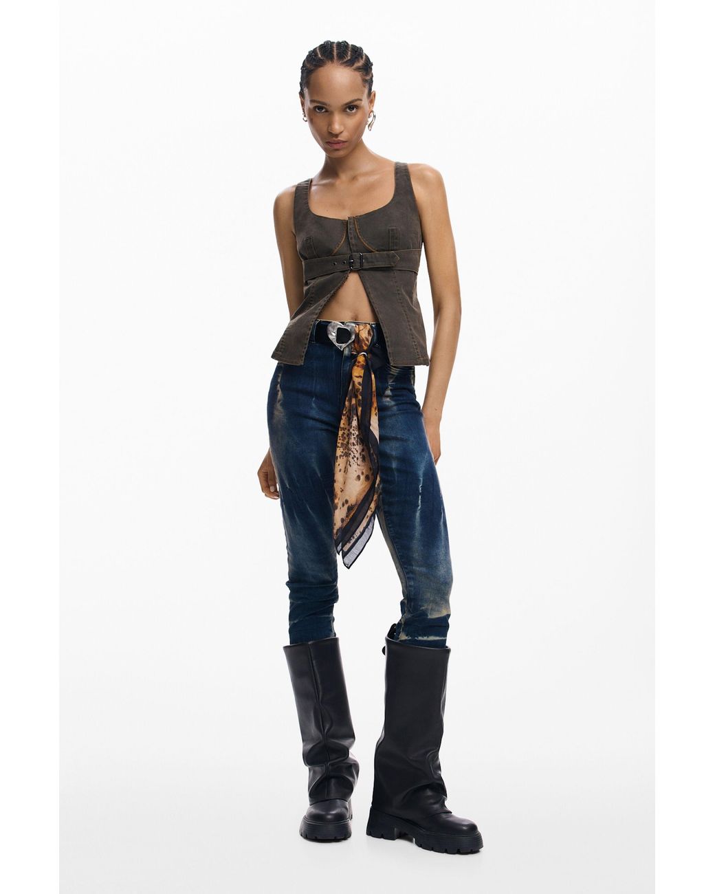 Desigual Brown Honey Scarf