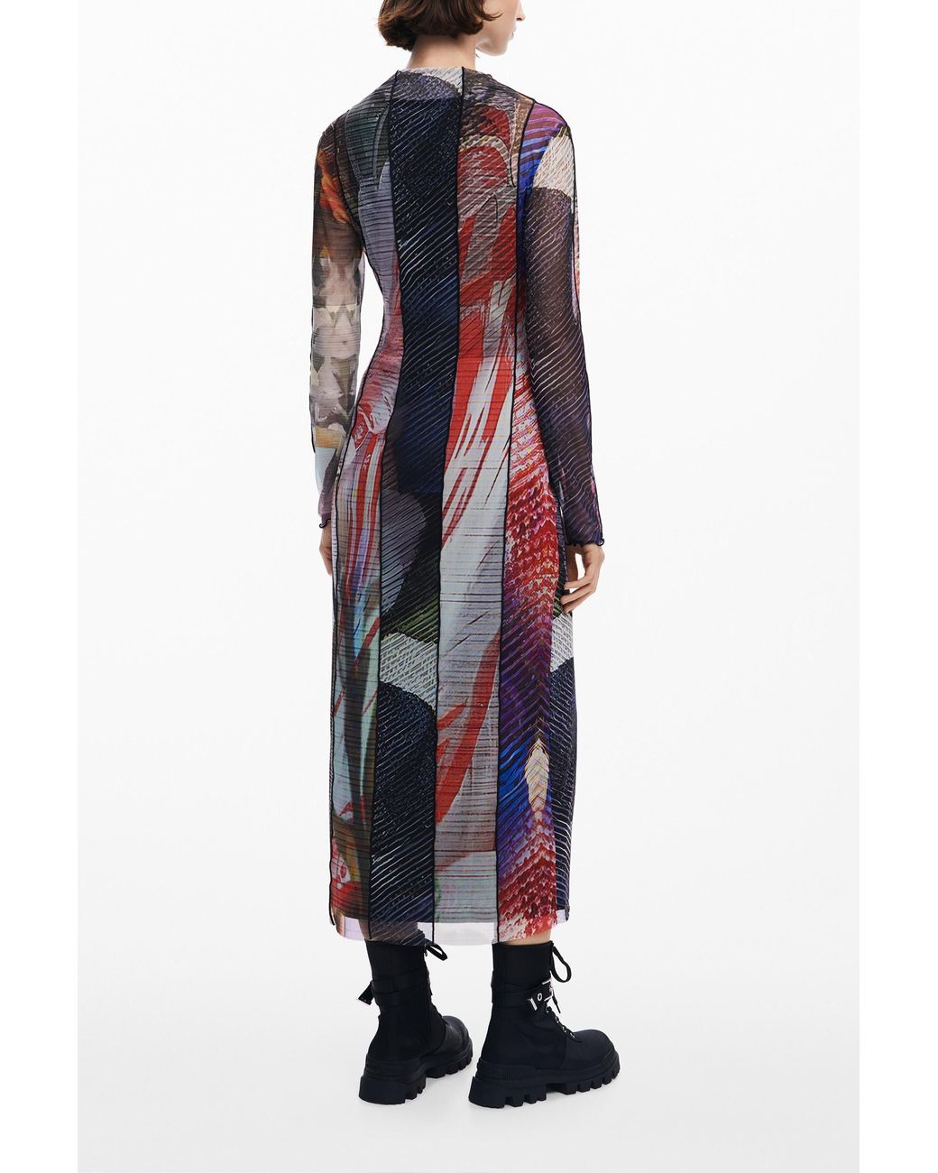 Desigual Multicolor Printed Tulle Midi Dress, Polyester