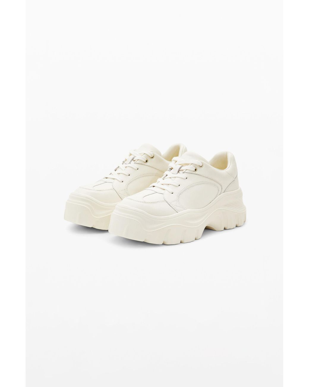 Desigual White Chunky Leather Sneakers, Cow Leather
