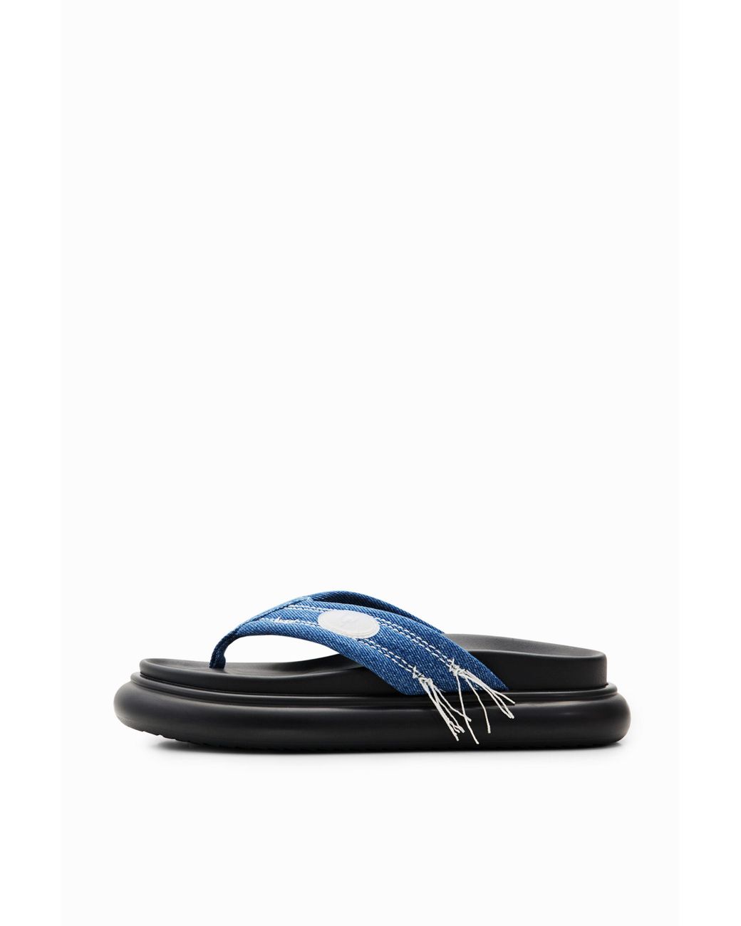 Desigual Blue Denim Toe Post Sandals, Cotton