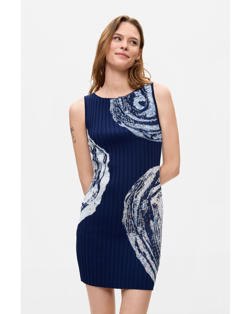 Desigual Blue Printed Sleeveless Dresses