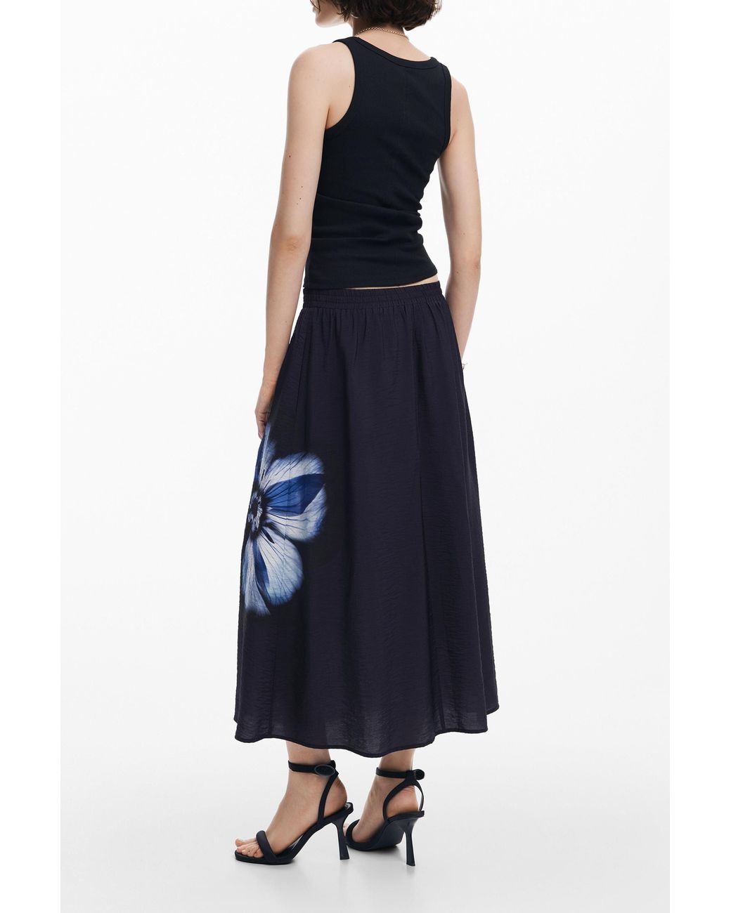 Desigual Blue Long Floral Skirt