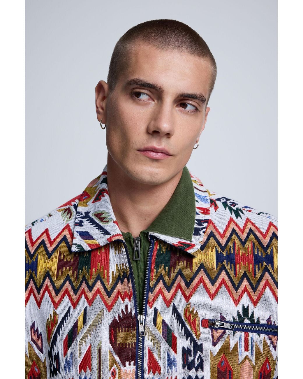 Desigual White Patchwork Print Jacket for men