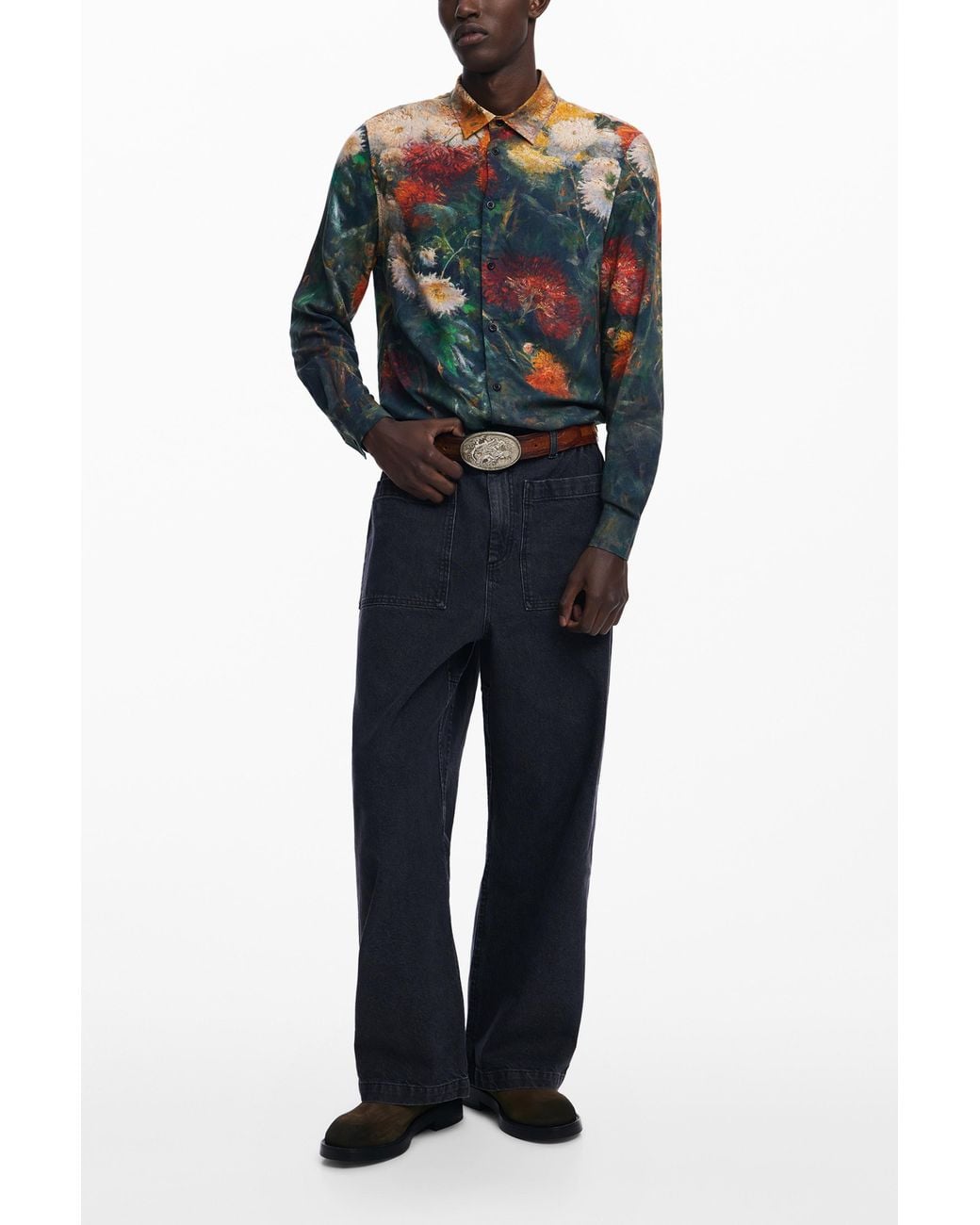 Desigual Blue Landscape Shirt, Viscose for men