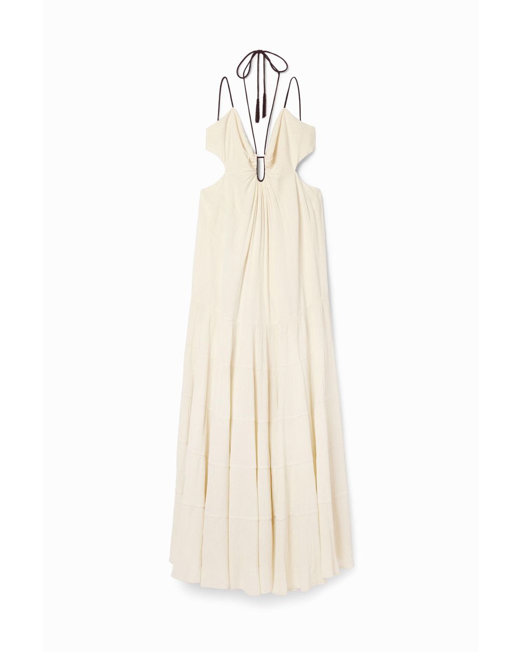 Desigual White Long Strappy Cut-Out Dress, Viscose