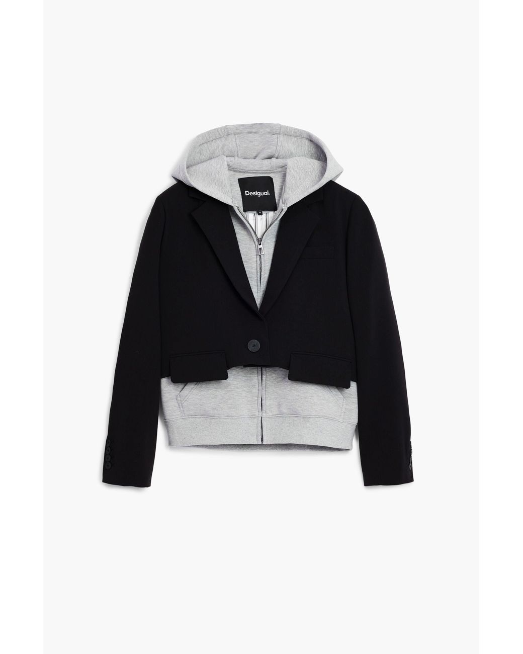 Desigual Black Combined Knit Blazer