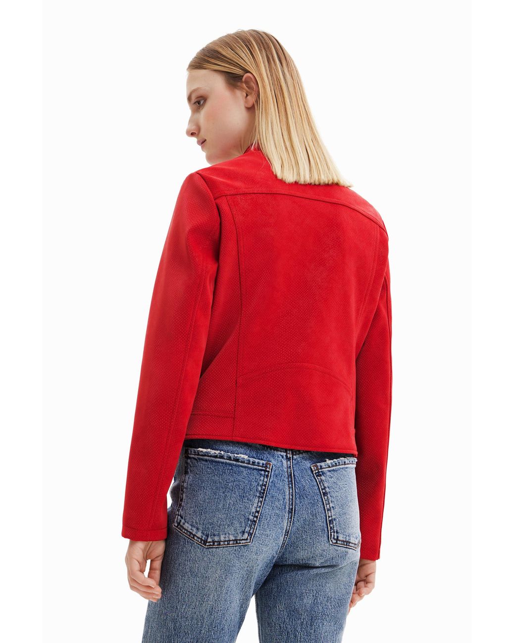 Desigual Red Suede-Effect Jacket, Polyurethane