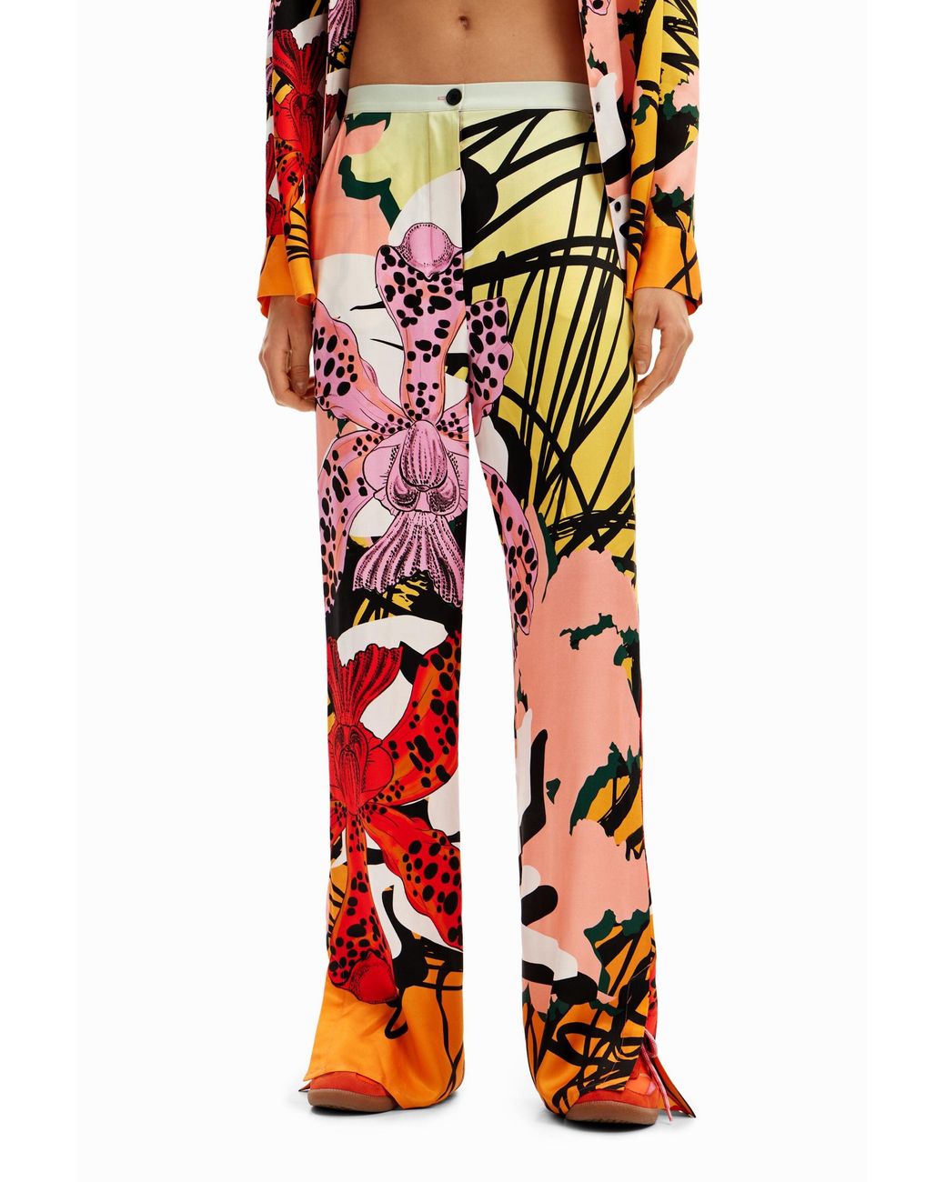 Desigual Red M. Christian Lacroix Silk Orchid Trousers
