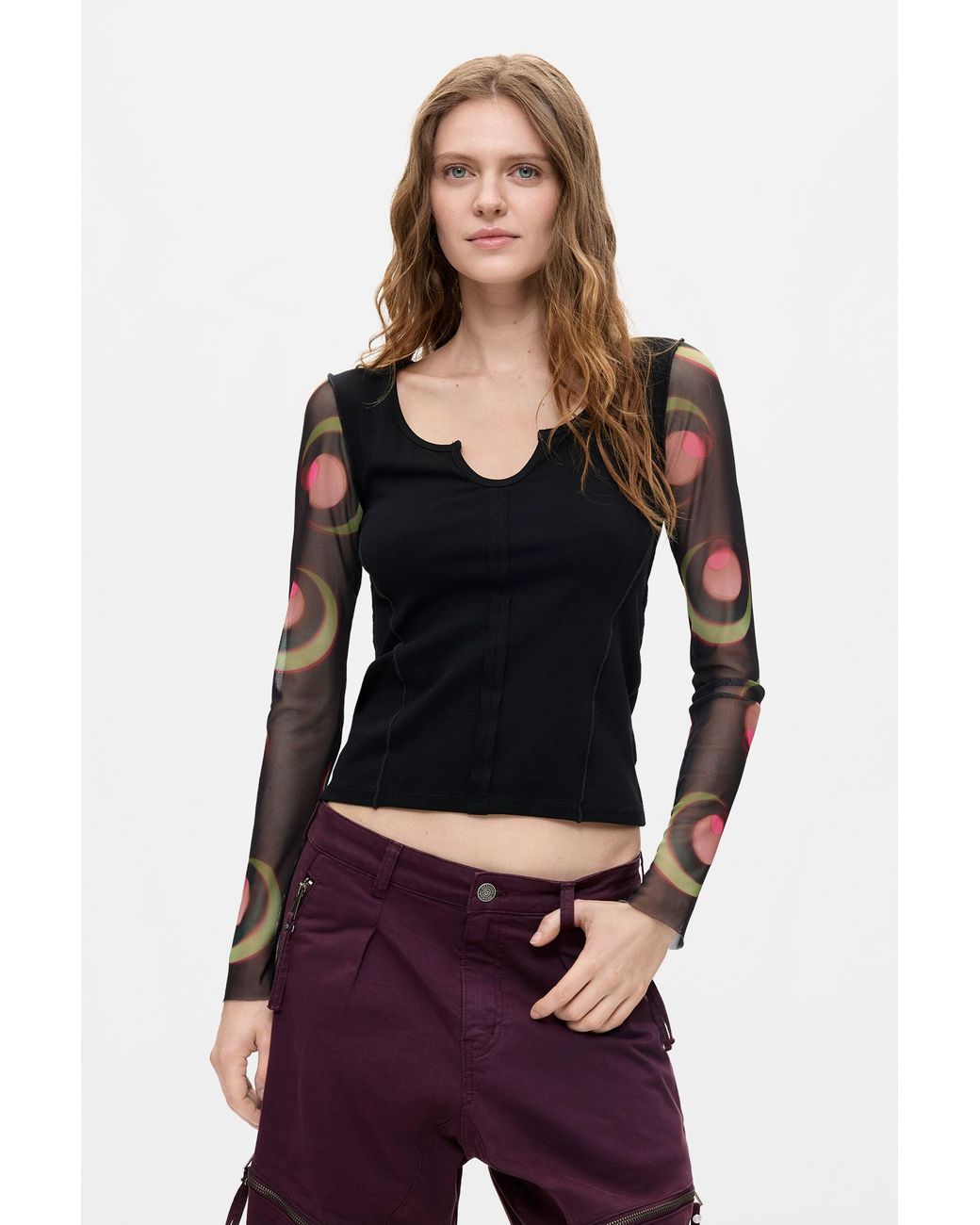 Desigual Red Long Zipper Trousers, Cotton