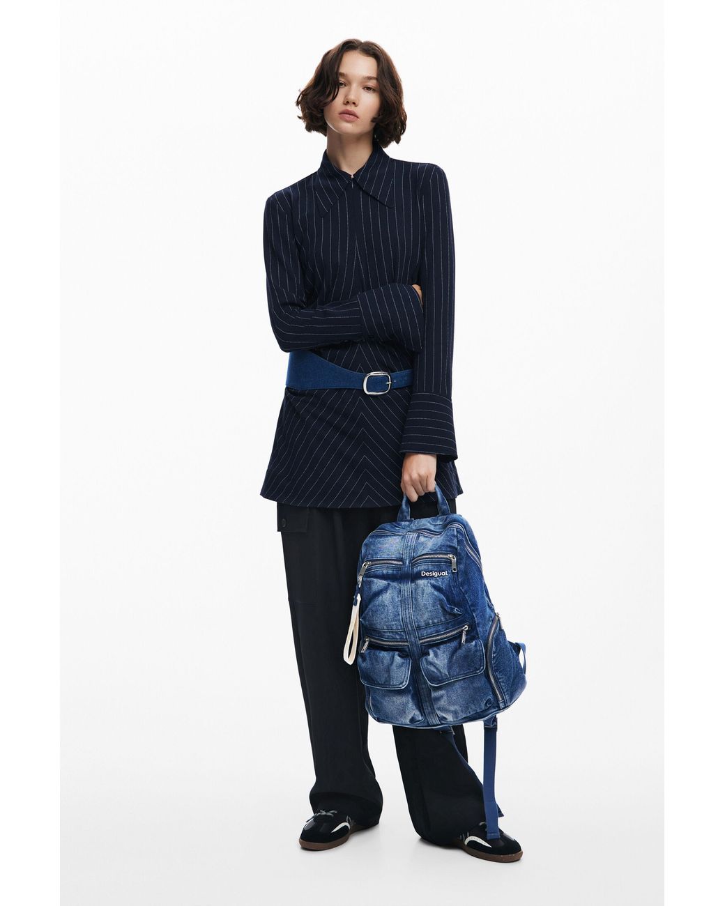 Desigual Blue Denim L Backpack, Cotton