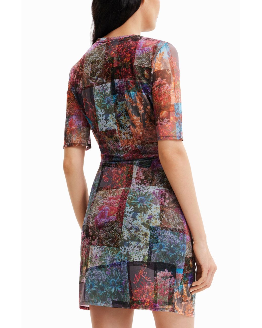 Desigual Red Short Forest Dress, Polyester