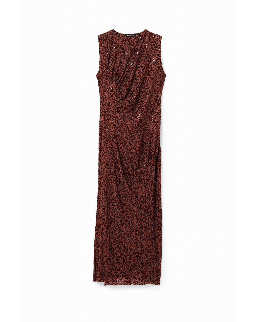 Desigual Brown Devoré Sequin Dress