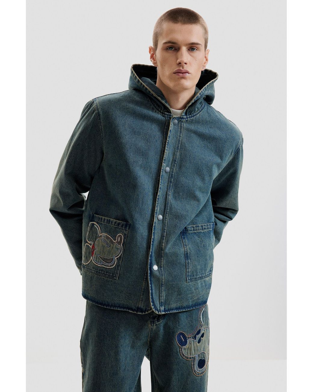 Desigual Blue Reversible Mickey Denim Jacket, Cotton for men