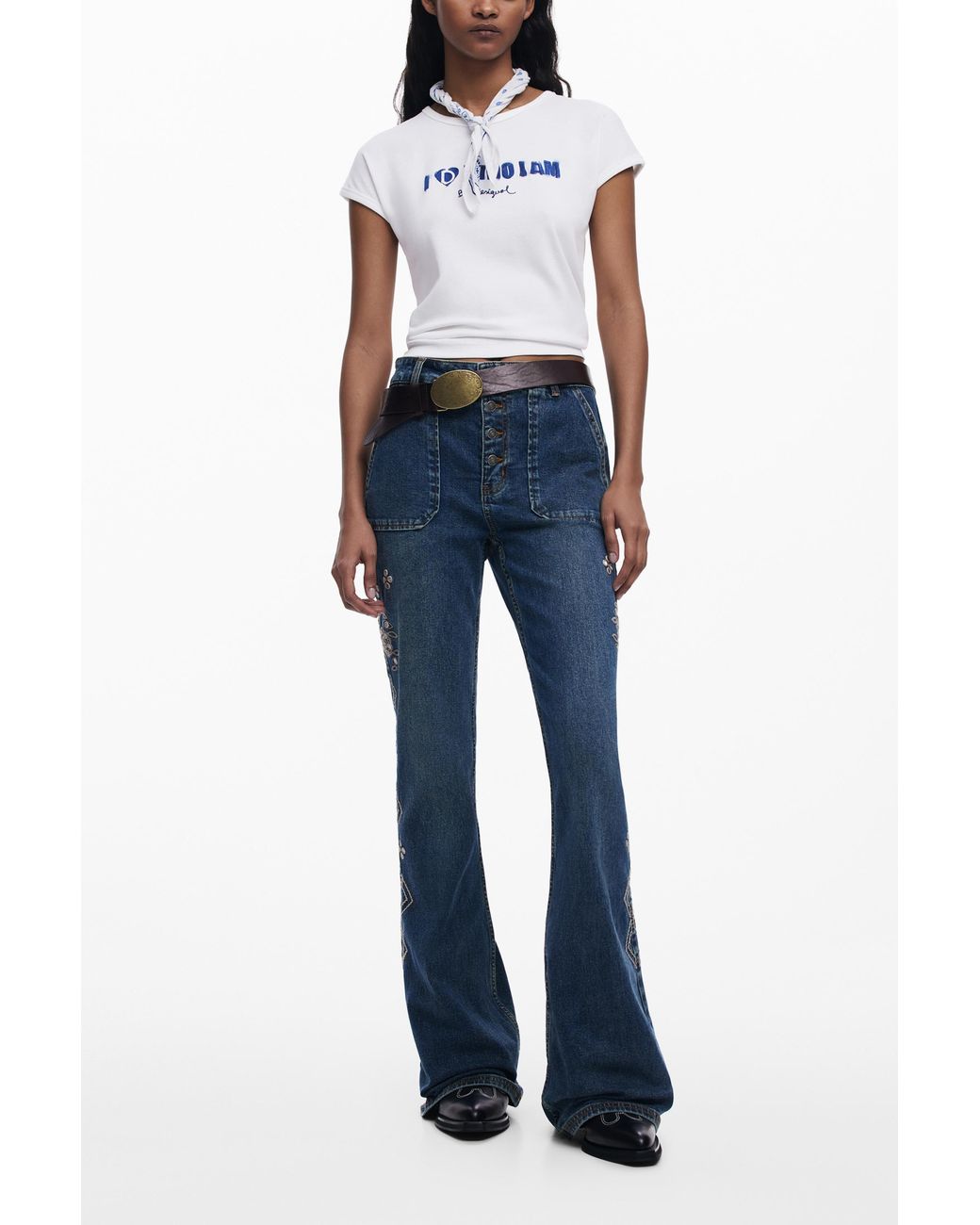Desigual White Who I Am T-Shirt, Cotton