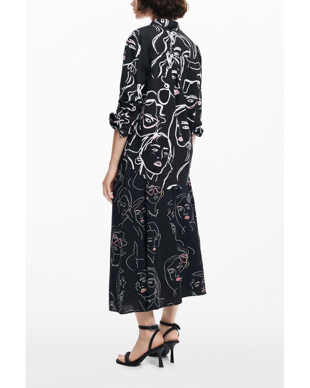 Desigual Black Face Print Shirt, Cotton