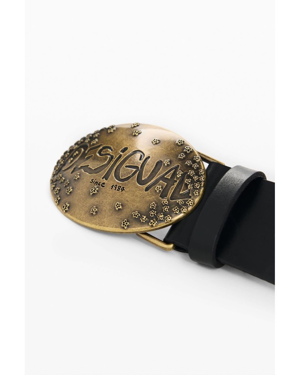 Desigual White Leather Belt Logo Buckle, Cow Leather