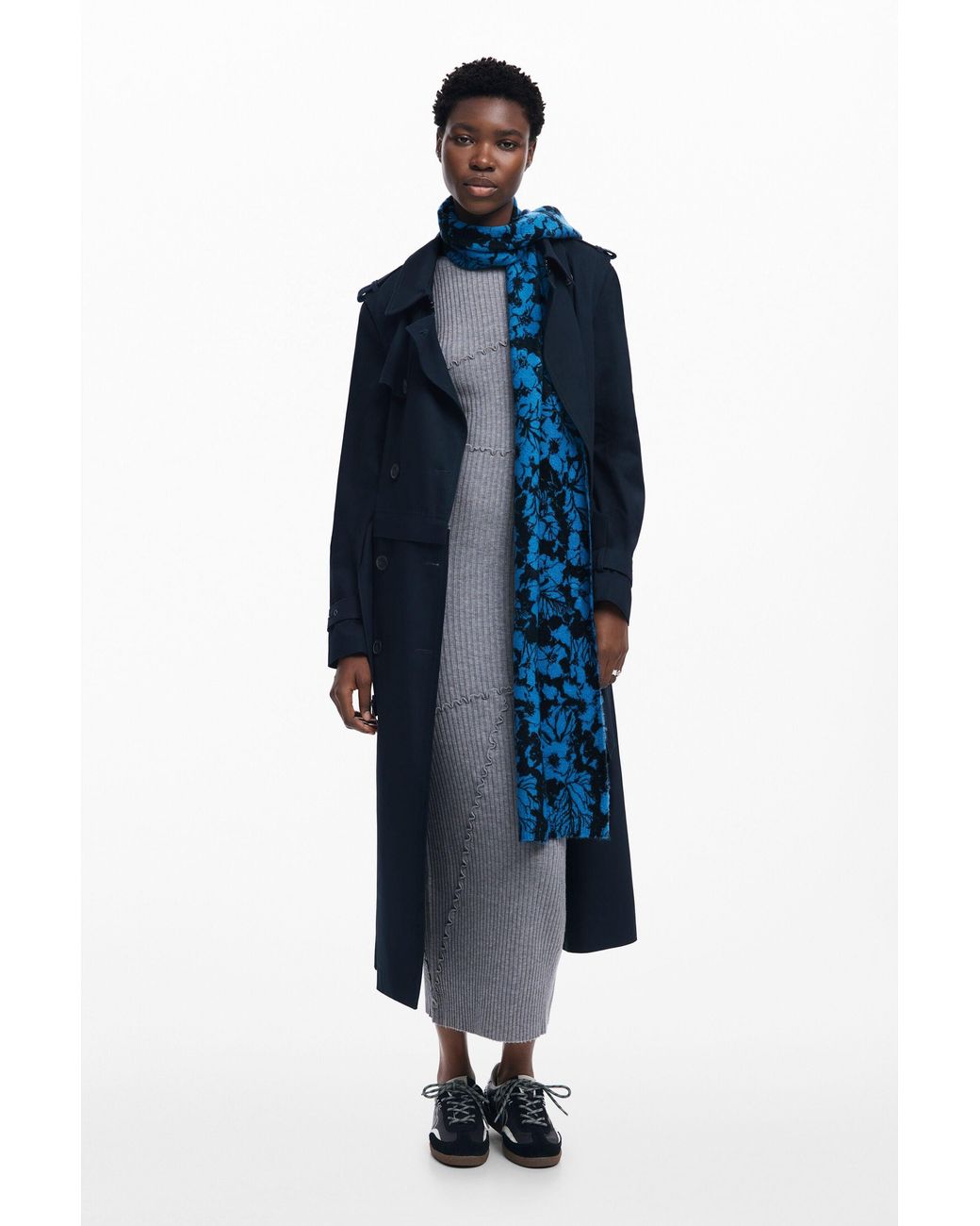 Desigual Blue Floral Scarf