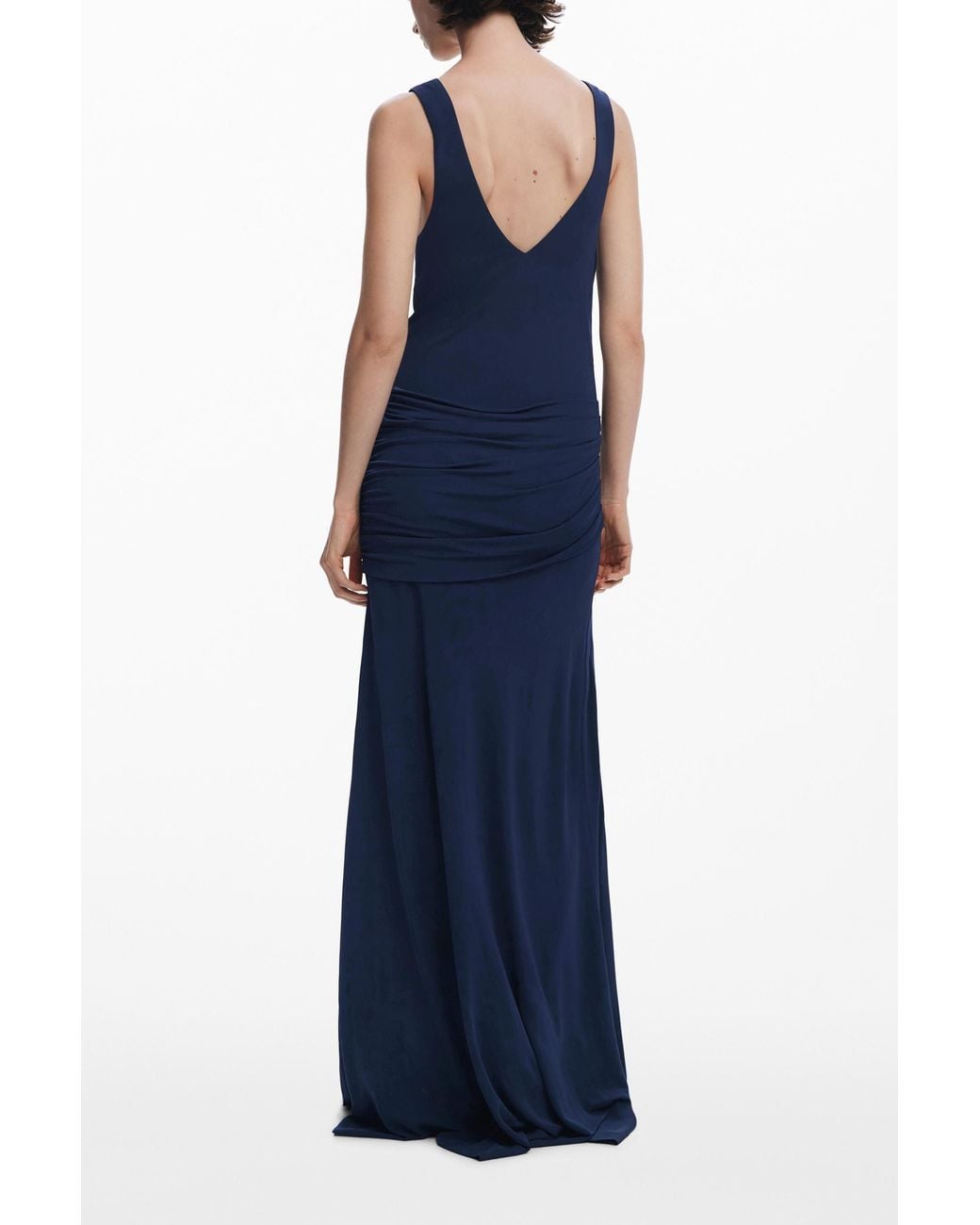 Desigual Blue Long Dress With Slit, Viscose