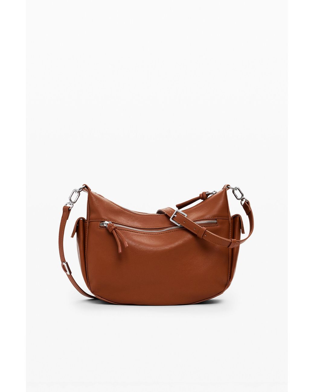 Desigual Brown Oval Bag With 3D Logo, Polyurethane