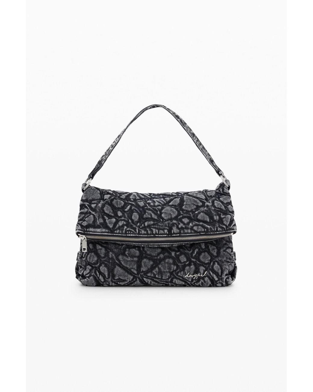 Desigual Black Medium Embroidered Bag, Cotton