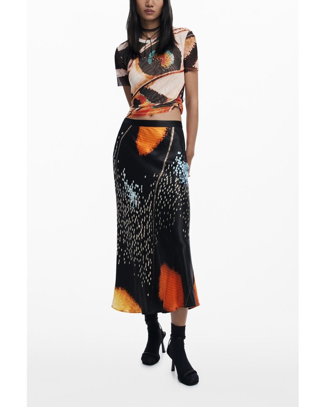 Desigual Black Skirt Designed By Mr. Christian Lacroix, Viscose