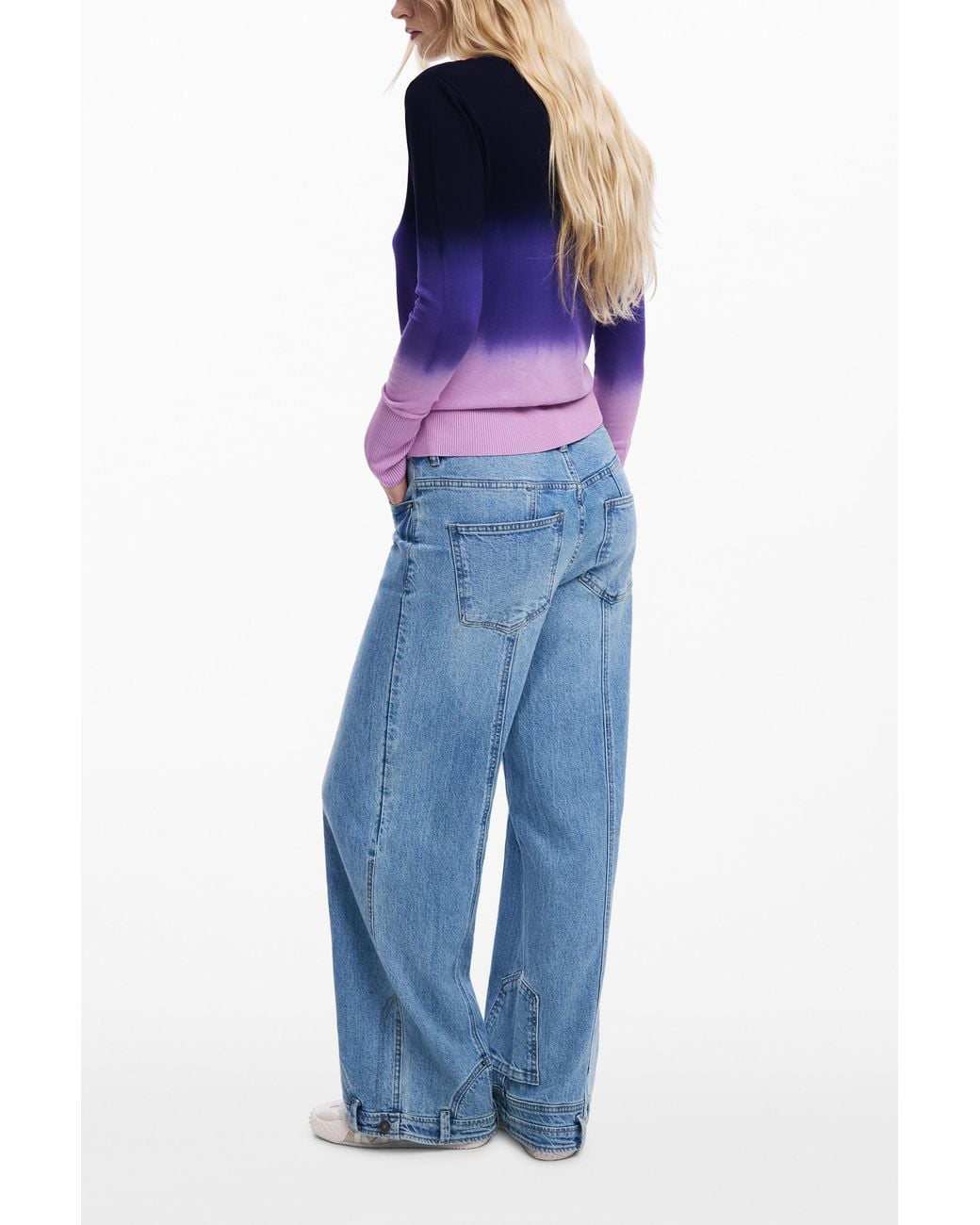 Desigual Blue Gradient Lightweight Sweater