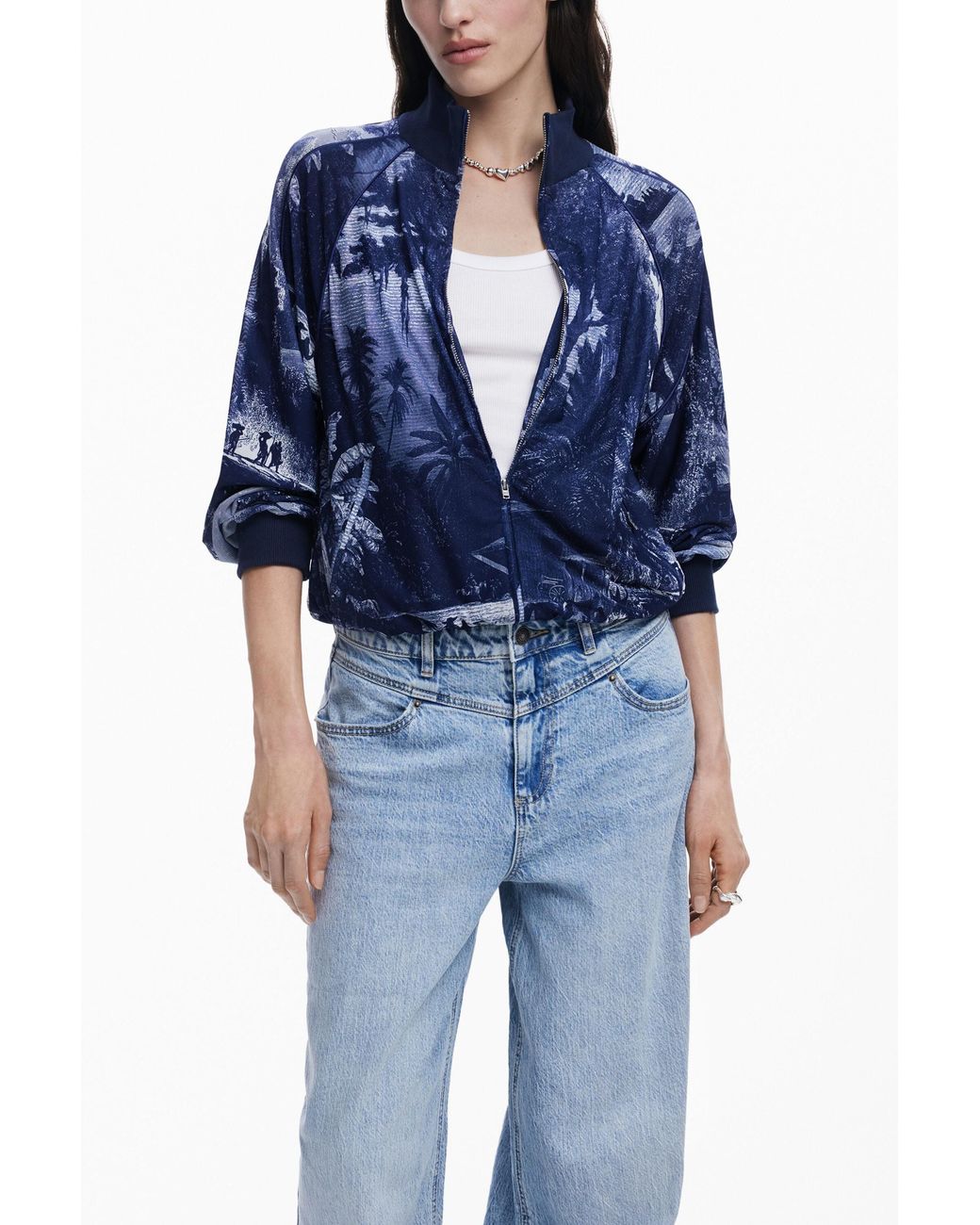 Desigual Blue Sweatshirt Designed By Mr. Christian Lacroix, Polyester