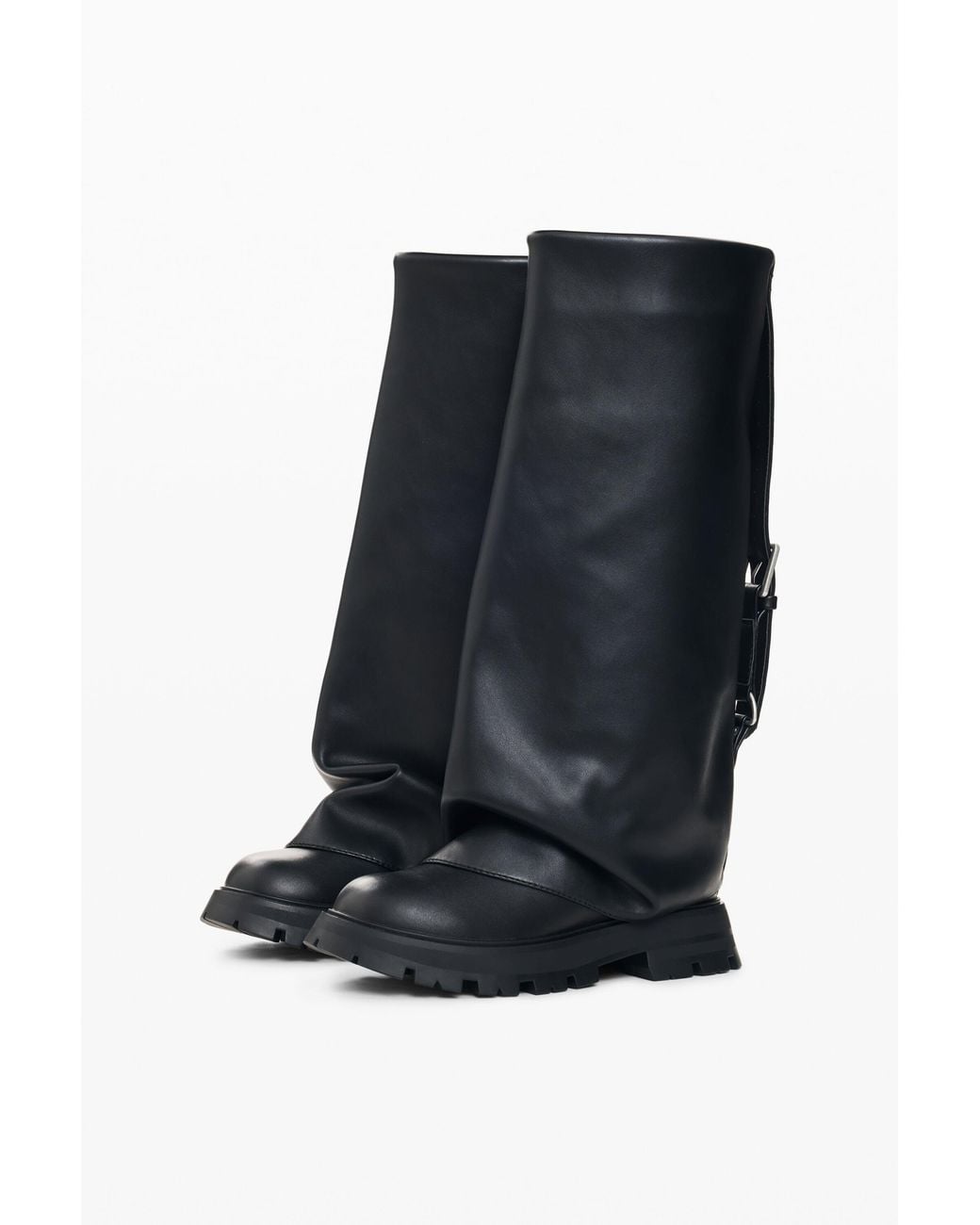Desigual Black High Boots With Leather Effect, Polyurethane