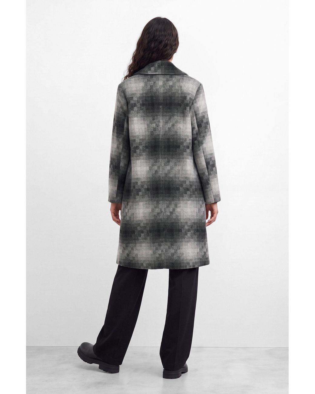 Desigual Blue Long Coat With Wool