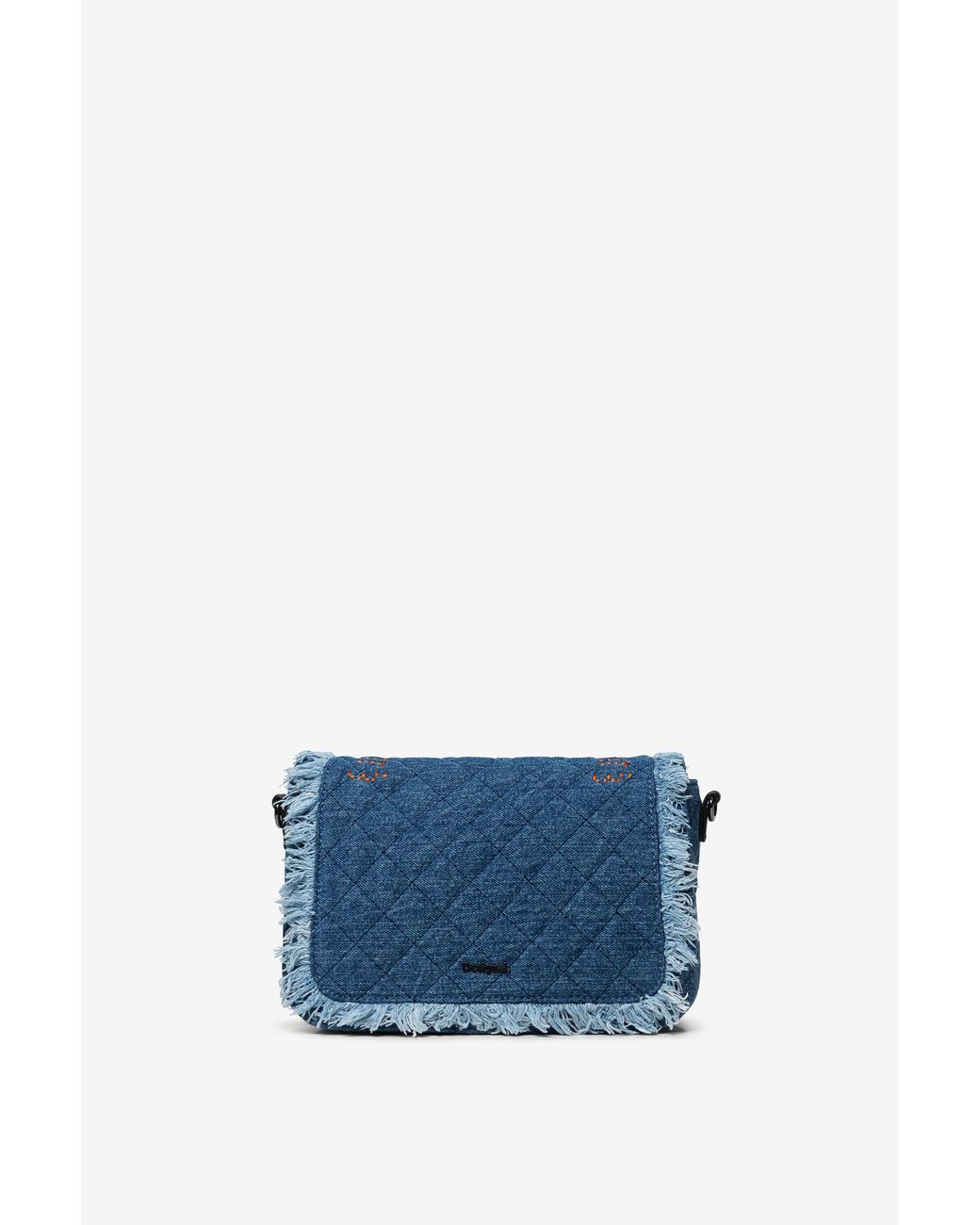 Desigual Blue Little Denim Sling Bag With Fringe, Cotton