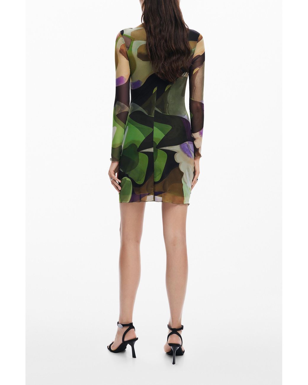 Desigual Green Printed Mini Dress M. Christian Lacroix, Polyester