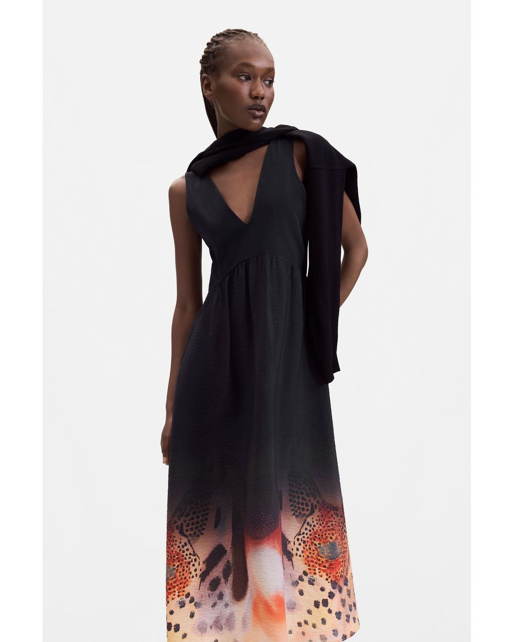 Desigual Black 2-In-1 Midi Dress